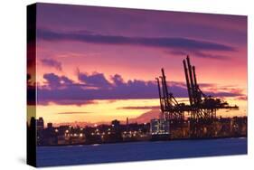 Cargo Cranes, Port of Vancouver, Vancouver, British Columbia, Canada-Walter Bibikow-Stretched Canvas