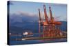 Cargo Cranes, Port of Vancouver, Vancouver, British Columbia, Canada-Walter Bibikow-Stretched Canvas