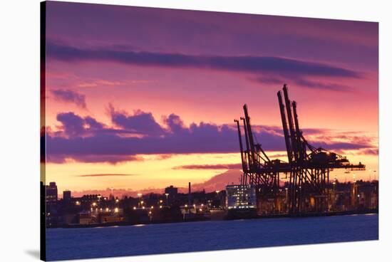 Cargo Cranes, Port of Vancouver, Vancouver, British Columbia, Canada-Walter Bibikow-Stretched Canvas