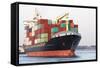 Cargo Freight Ship with Stacked Container at Harbor Terminal-Torsakarin-Framed Stretched Canvas