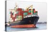 Cargo Freight Ship with Stacked Container at Harbor Terminal-Torsakarin-Stretched Canvas