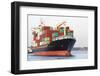 Cargo Freight Ship with Stacked Container at Harbor Terminal-Torsakarin-Framed Photographic Print