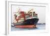 Cargo Freight Ship with Stacked Container at Harbor Terminal-Torsakarin-Framed Photographic Print