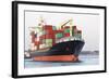 Cargo Freight Ship with Stacked Container at Harbor Terminal-Torsakarin-Framed Photographic Print