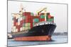 Cargo Freight Ship with Stacked Container at Harbor Terminal-Torsakarin-Mounted Photographic Print