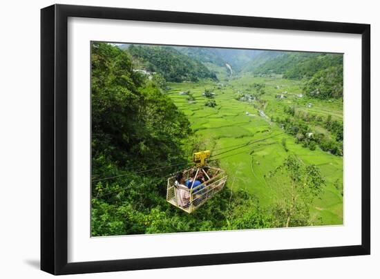 Cargo Lift Transporting People across the Hapao Rice Terraces, Banaue, Luzon, Philippines-Michael Runkel-Framed Photographic Print