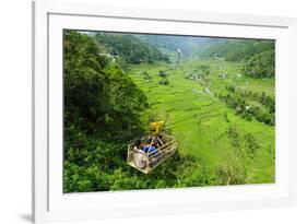 Cargo Lift Transporting People across the Hapao Rice Terraces, Banaue, Luzon, Philippines-Michael Runkel-Framed Photographic Print