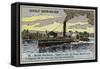 Cargo Paddle Steamer on the Rhone, France-null-Framed Stretched Canvas