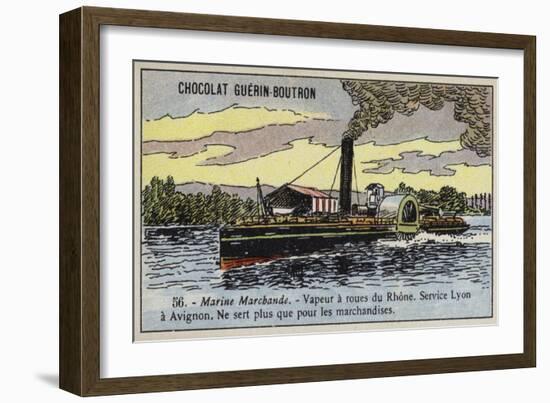 Cargo Paddle Steamer on the Rhone, France-null-Framed Giclee Print