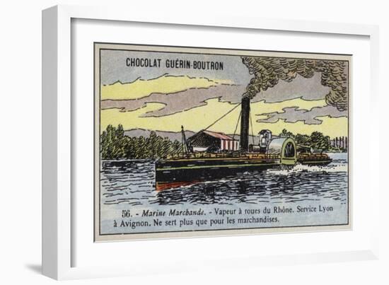 Cargo Paddle Steamer on the Rhone, France-null-Framed Giclee Print