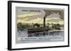 Cargo Paddle Steamer on the Rhone, France-null-Framed Giclee Print