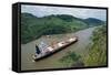 Cargo Ship and Small Boat in Culebra Cut-Danny Lehman-Framed Stretched Canvas