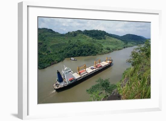 Cargo Ship and Small Boat in Culebra Cut-Danny Lehman-Framed Photographic Print