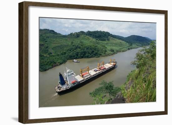 Cargo Ship and Small Boat in Culebra Cut-Danny Lehman-Framed Photographic Print