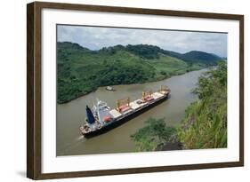 Cargo Ship and Small Boat in Culebra Cut-Danny Lehman-Framed Photographic Print