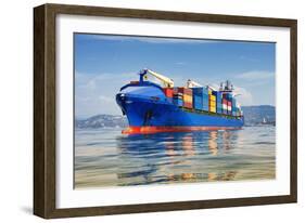 Cargo Ship Full of Containers-ilfede-Framed Photographic Print