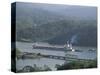 Cargo Ship in Culebra Cut, Panama Canal, Panama, Central America-Sergio Pitamitz-Stretched Canvas