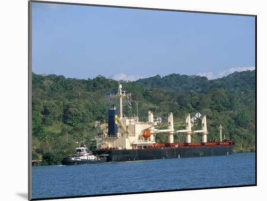 Cargo Ship in Culebra Cut, Panama Canal, Panama, Central America-Sergio Pitamitz-Mounted Photographic Print
