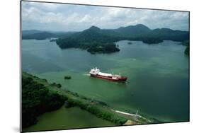 Cargo Ship in the Panama Canal-Danny Lehman-Mounted Photographic Print