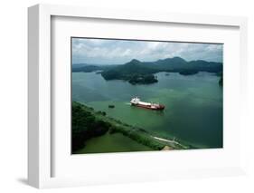 Cargo Ship in the Panama Canal-Danny Lehman-Framed Photographic Print