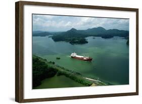 Cargo Ship in the Panama Canal-Danny Lehman-Framed Photographic Print