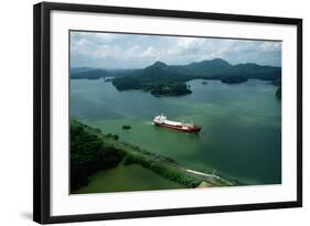 Cargo Ship in the Panama Canal-Danny Lehman-Framed Photographic Print