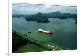 Cargo Ship in the Panama Canal-Danny Lehman-Framed Photographic Print