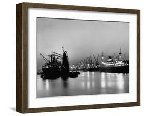 Cargo Ships in the Harbor-Dmitri Kessel-Framed Photographic Print