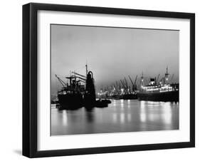 Cargo Ships in the Harbor-Dmitri Kessel-Framed Photographic Print