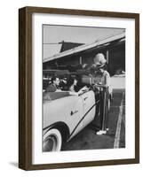 Carhop Taking an Order from Customers at a Hollywood Drive-In Restaurant-Alfred Eisenstaedt-Framed Photographic Print