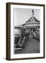 Carhop Waiting on Customer at Drive-In Restaurant-null-Framed Photographic Print