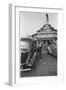 Carhop Waiting on Customer at Drive-In Restaurant-null-Framed Photographic Print