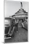 Carhop Waiting on Customer at Drive-In Restaurant-null-Mounted Photographic Print