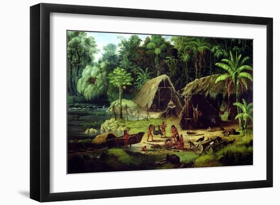 Carib Village, British Guyana, 1836-W.S. Hedges-Framed Premium Giclee Print