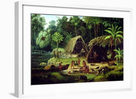 Carib Village, British Guyana, 1836-W.S. Hedges-Framed Giclee Print