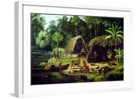 Carib Village, British Guyana, 1836-W.S. Hedges-Framed Giclee Print