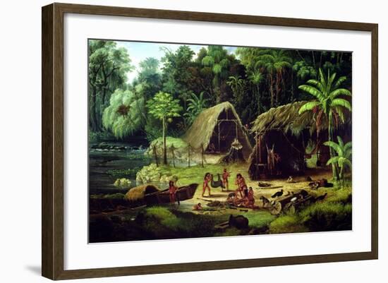 Carib Village, British Guyana, 1836-W.S. Hedges-Framed Giclee Print