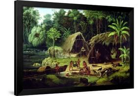 Carib Village, British Guyana, 1836-W.S. Hedges-Framed Premium Giclee Print