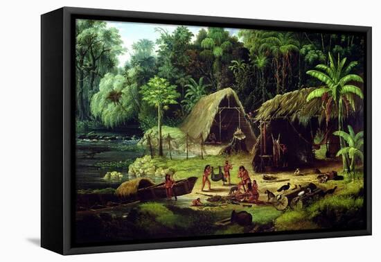 Carib Village, British Guyana, 1836-W.S. Hedges-Framed Stretched Canvas