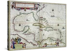 Caribbean and Central America: from the Atlas "Toonneel Des Aer Drycx", Vol II, Published, 1650-Joan Blaeu-Stretched Canvas