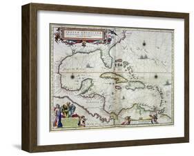 Caribbean and Central America: from the Atlas "Toonneel Des Aer Drycx", Vol II, Published, 1650-Joan Blaeu-Framed Giclee Print