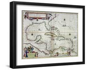 Caribbean and Central America: from the Atlas "Toonneel Des Aer Drycx", Vol II, Published, 1650-Joan Blaeu-Framed Giclee Print