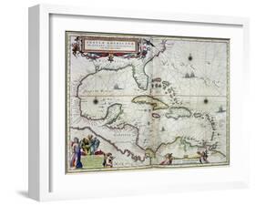 Caribbean and Central America: from the Atlas "Toonneel Des Aer Drycx", Vol II, Published, 1650-Joan Blaeu-Framed Giclee Print