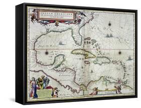 Caribbean and Central America: from the Atlas "Toonneel Des Aer Drycx", Vol II, Published, 1650-Joan Blaeu-Framed Stretched Canvas