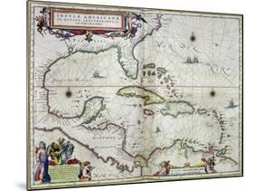Caribbean and Central America: from the Atlas "Toonneel Des Aer Drycx", Vol II, Published, 1650-Joan Blaeu-Mounted Giclee Print