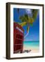 Caribbean, Antigua, Dickinson Bay, Dickinson Bay Beach, Red British Telephone Box-Alan Copson-Framed Photographic Print