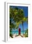 Caribbean, Antigua, Dickinson Bay, Dickinson Bay Beach, Red British Telephone Box-Alan Copson-Framed Photographic Print