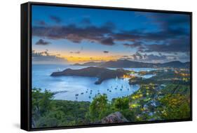 Caribbean, Antigua, English Harbour from Shirley Heights, Sunset-Alan Copson-Framed Stretched Canvas