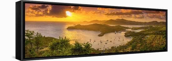 Caribbean, Antigua, English Harbour from Shirley Heights, Sunset-Alan Copson-Framed Stretched Canvas