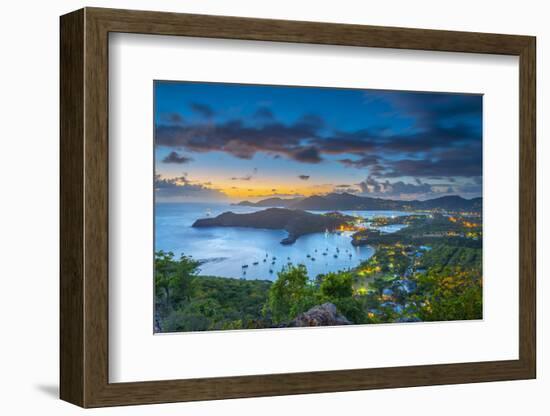 Caribbean, Antigua, English Harbour from Shirley Heights, Sunset-Alan Copson-Framed Photographic Print